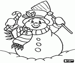 An elegant snowman coloring page