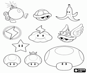 Elements of Super Mario Bros coloring page
