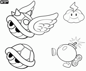 Elements of Super Mario coloring page