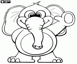 Elephant greeting with the leg coloring page