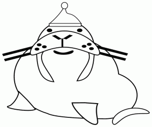 The elephant seal at Christmas coloring page
