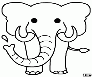 An elephant seen from the front coloring page
