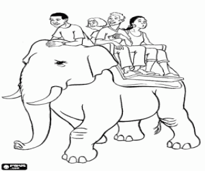 An elephant as a taxi coloring page