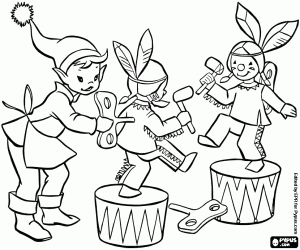 An elf in the toy factory coloring page
