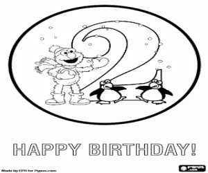 Elmo and the second birthday coloring page
