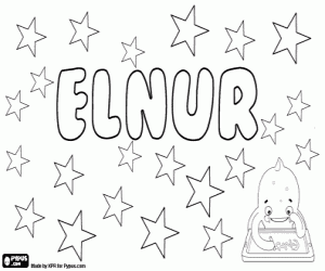 Elnur, azerbaijani male name coloring page