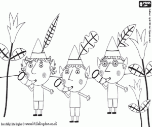 The elves Barnaby, Ben and Jake coloring page