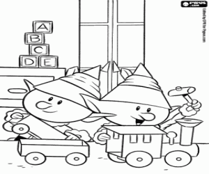 Elves in the workshop of Santa Claus coloring page
