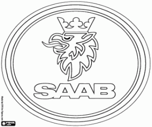 Emblem of the brand Saab coloring page