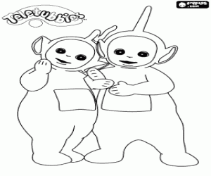 The embrace of Dipsy and Laa-Laa coloring page