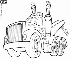 An emergency truck crane coloring page