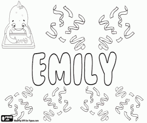 Emily, a Latin origin name coloring page