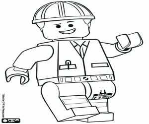 Emmet with helmet, Lego character coloring page