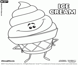 The emoji IceCream, a film character coloring page