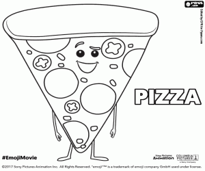 An emoji, the pizza slice coloring page