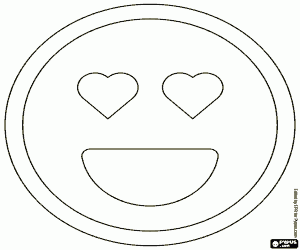 Emoticon with the face of love coloring page
