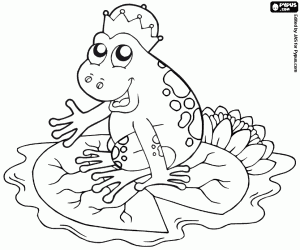 An enchanted prince, a frog by magic coloring page