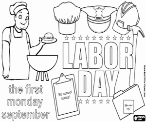 End of summer in U.S.A., Labor day coloring page