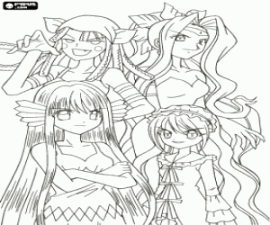 The enemies of the princesses sirens coloring page