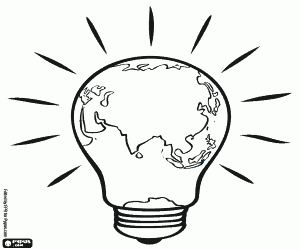 Energy consumption, a light bulb coloring page