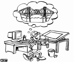Engineer and the bridge project coloring page