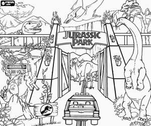 Entrance to Jurassic Park coloring page