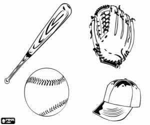 Equipment for playing baseball coloring page