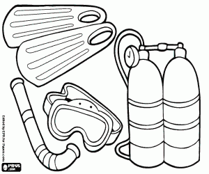 Equipment for scuba coloring page