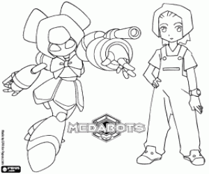 Erika with Brass, her Medabot coloring page