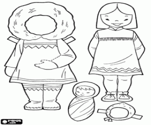 Eskimo doll, dress up game coloring page