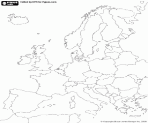 European continent map coloring page