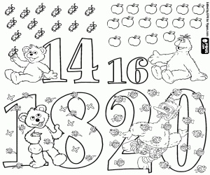 Even number 14,16,18,20 SesameStreet coloring page