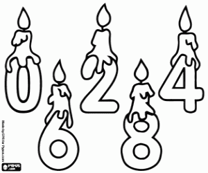 Even numbers with candles coloring page