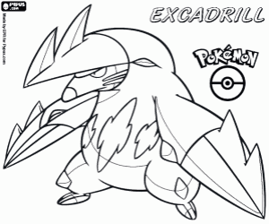 Excadrill, a subterranean pokemon coloring page