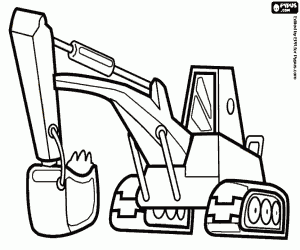 An excavator machine in action coloring page