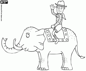 An explorer on an elephant coloring page