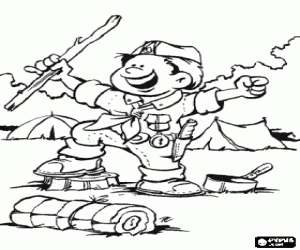 Explorer in the base camp coloring page