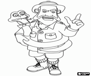 An explorer with a snake coloring page