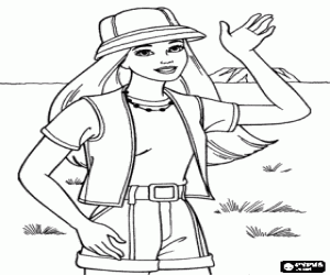 An explorer woman with pith helmet coloring page