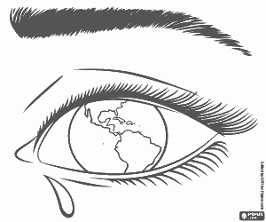 Eye of concern and the Earth coloring page