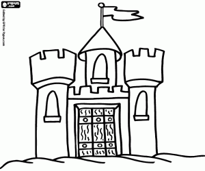 Facade of a small castle coloring page