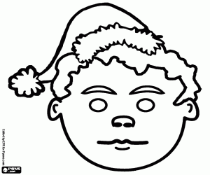 Face of child with Santa hat coloring page
