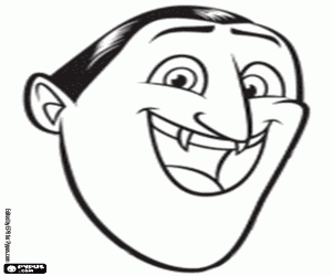 The face of Drac the vampire coloring page