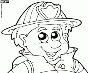 Face of the firefighter with helmet coloring page
