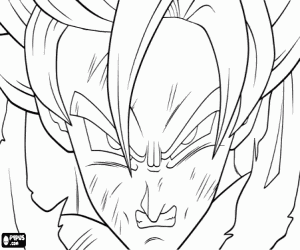 The face of a furious Goku coloring page