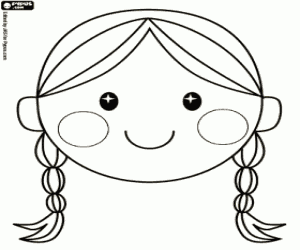 Face of the girl with braids coloring page