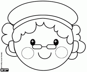 The face of Granny with hat coloring page