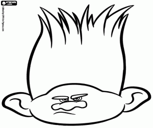 The face of the grumpy troll Branch coloring page