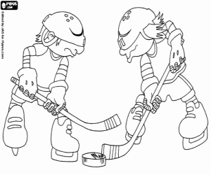 Face to face in ice hockey coloring page