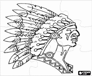 The face of an indian chief puzzle coloring page